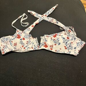 Zaful Floral Bikini Top with Red and Blue Accents